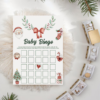 Weihnachts-Santa-Baby-Shower-Baby-Bingo-Spiele-Kar Einladung