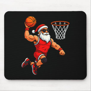 Weihnachts-Santa-Basketballspieler, der Basketball Mousepad