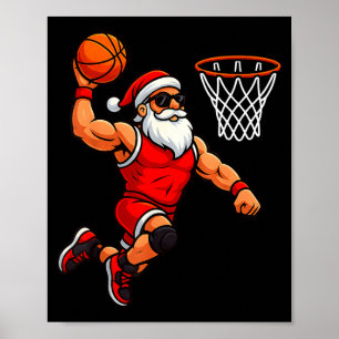 Weihnachts-Santa-Basketballspieler, der Basketball Poster