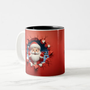 Weihnachts-Santa-Claus-3D-Tassen Frohe-Weihnachte Zweifarbige Tasse