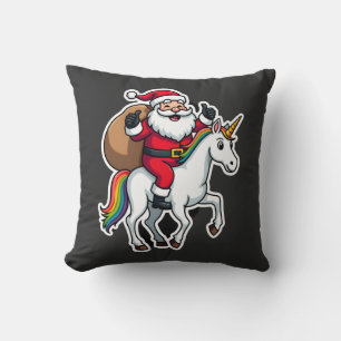 Weihnachts-Santa-Claus auf Einhorn reitend - Xmas Kissen