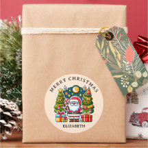 Weihnachts-Santa-Claus-Geschenk-Klassischer-Rund-A
