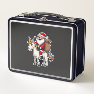 Weihnachts-Santa-Claus-Reit-Einhorn - Xmas Mädchen Metall Brotdose