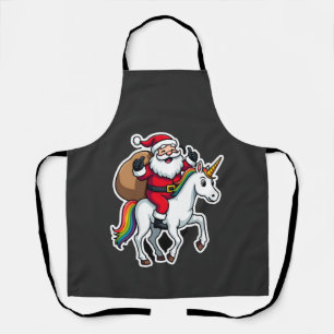 Weihnachts-Santa-Claus-Reit-Einhorn - Xmas Mädchen Schürze