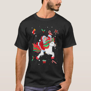 Weihnachts-Santa-Claus-Reit-Unicorn-Schlafanzug-Fa T-Shirt