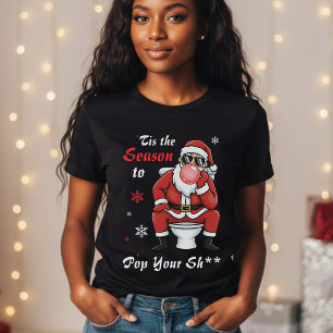 Weihnachts-Santa-Claus-Sonnenbrille Lustig Unartig T-Shirt