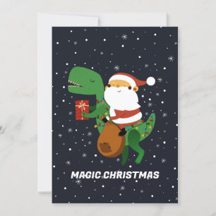Weihnachts-Santa-Claus-T-Rex-Dinosaurier-Schlitten Feiertagskarte