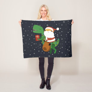 Weihnachts-Santa-Claus-T-Rex-Dinosaurier-Schlitten Fleecedecke