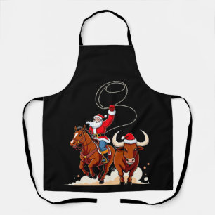 Weihnachts-Santa-Cowboy-Lasso-Stier-Reiten-Rodeo Schürze