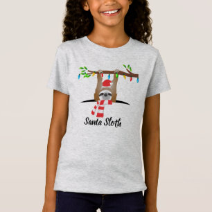 Weihnachts-Santa-Faultier hängt an einem Ast T-Shirt