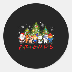 Weihnachts-Santa-Freunde Rudolph Schneemann Famili Runder Aufkleber