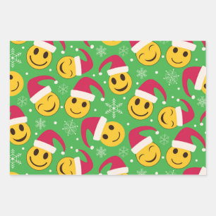 Weihnachts-Santa-Fröhliche lächelnde Gesichter Mus Geschenkpapier Set