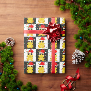 Weihnachts-SANTA-FROSCH Karo Geschenkpapier