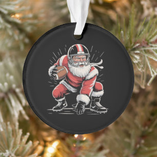 Weihnachts-Santa-Fußball-Lineman-Quarterback Ornament