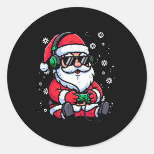 Weihnachts-Santa-Gamer Lustiges Weihnachten-Video- Runder Aufkleber
