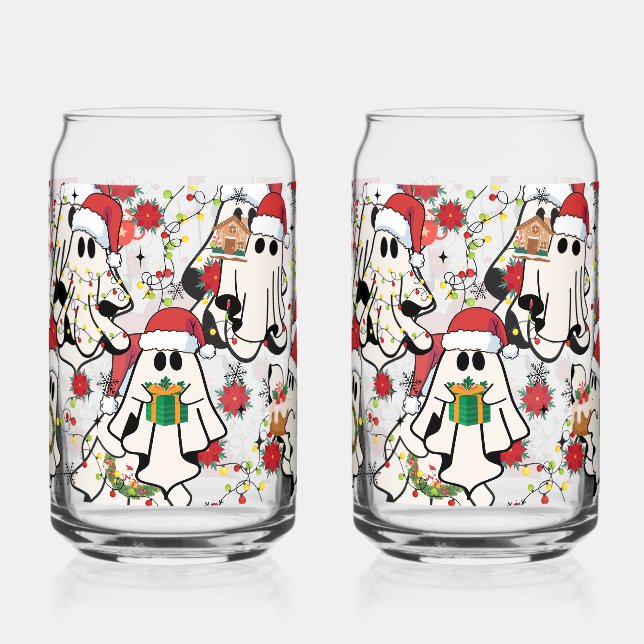 Weihnachts-Santa-Geist-Glasbecher Dosenglas (Vorderseite)