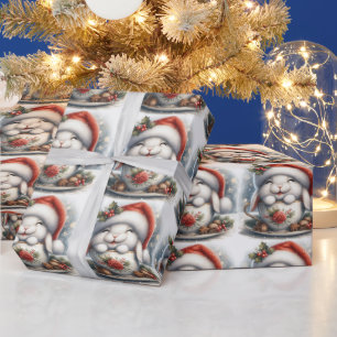 Weihnachts-Santa-Hase in der Teetasse Geschenkpapier