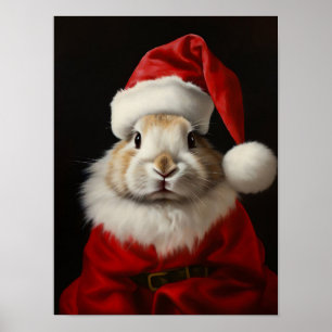 Weihnachts-Santa-Hase Vintage-Porträt, gekleidet A Poster