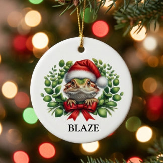 Weihnachts-Santa-Hut Bartagame individuell Keramik Ornament