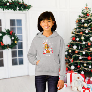 Weihnachts-Santa-Hut-Lebkuchen-Buchstabe L Mädchen Hoodie
