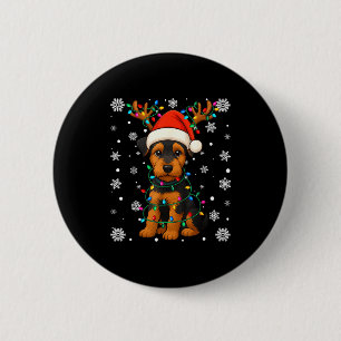 Weihnachts-Santa-Hut Rentier Airedale Terrier Lieb Button