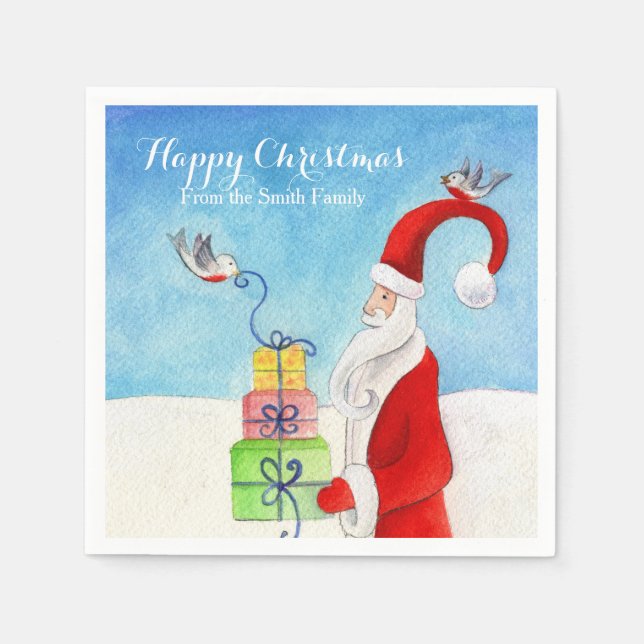 Weihnachts-Santa-Lagergeschenke Papier Servietten (Vorderseite)
