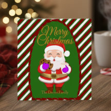Weihnachts-Santa mit Keksen Flache Feiertagskarte