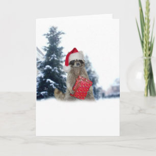Weihnachts Santa Raccoon Bandit Feiertagskarte