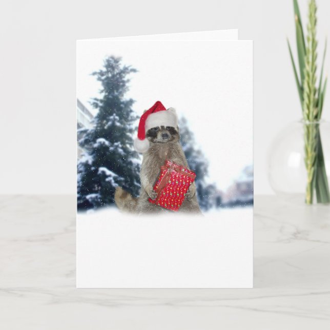 Weihnachts Santa Raccoon Bandit Feiertagskarte (Vorderseite)