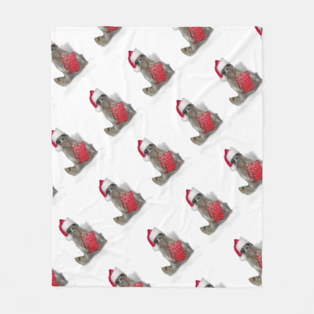 Weihnachts Santa Raccoon Bandit Fleecedecke (Vorderseite)