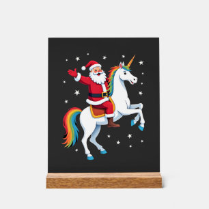 Weihnachts-Santa-Reit-Einhorn Xmas Mädchen Frauen Acrylschild