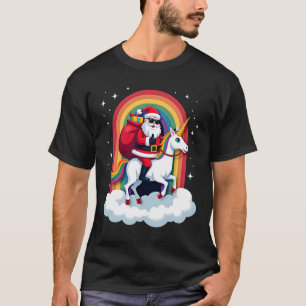 Weihnachts-Santa-Reit-Einhorn Xmas Mädchen Frauen  T-Shirt