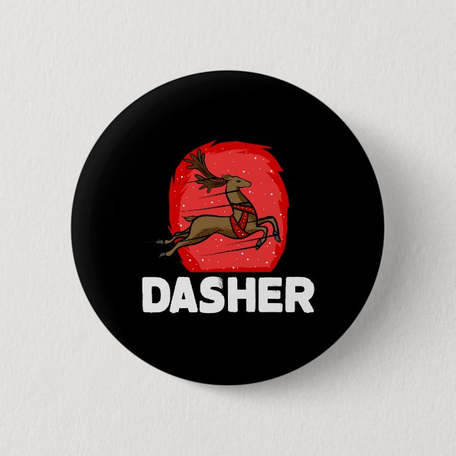 Weihnachts-Santa-Rentier faules Kostüm Dasher  Button (Vorderseite)