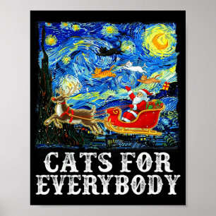 Weihnachts-Santa-Schlitten-Katzen für jeden Sterne Poster