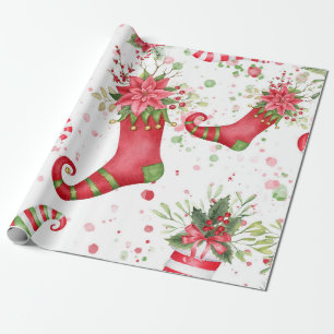 Weihnachts-Santa-Socken groß Geschenkpapier