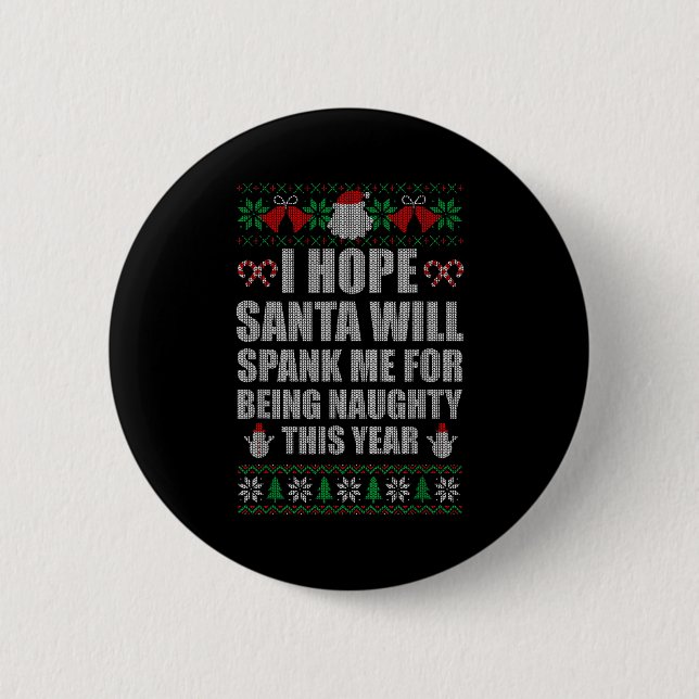 Weihnachts-Santa-verschont-unartige-hässliche-Chri Button (Vorderseite)