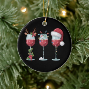 Weihnachts-Santa-Weinglas-Festzeit-Trinken Keramik Ornament