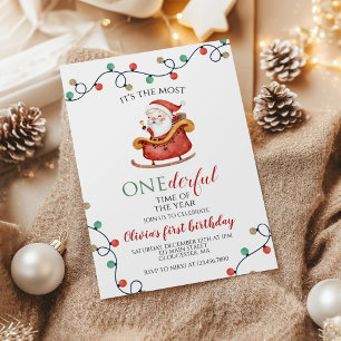 Weihnachts-Santa Wundervoller Erster Geburtstag Einladung