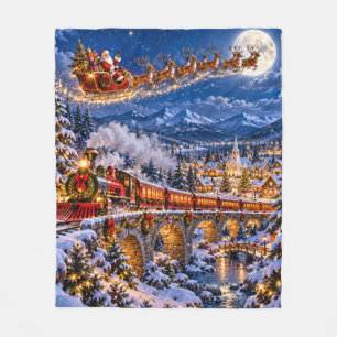 Weihnachts-Santa-Zug Winter Wonderland Fleecedecke