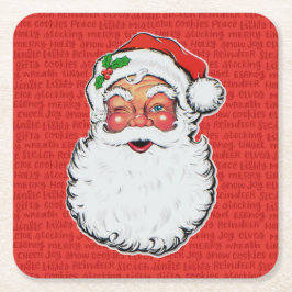 Weihnachts-Santa zwinkert Klassisches Feiertagsmus Rechteckiger Pappuntersetzer