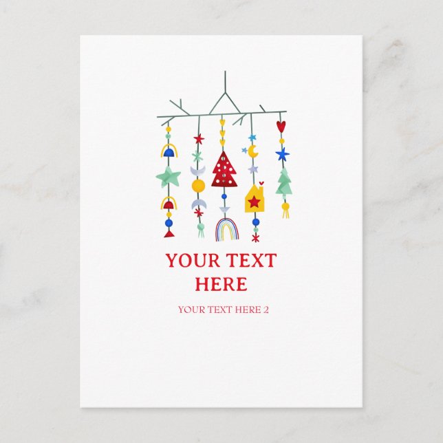 Weihnachts-Scandi Minimalistischer einfacher Urlau Postkarte (Vorderseite)