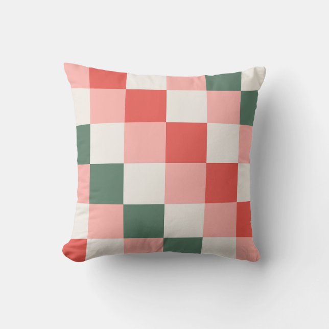 Weihnachts-Schachbrettmuster-Design Kissen (Vorderseite)