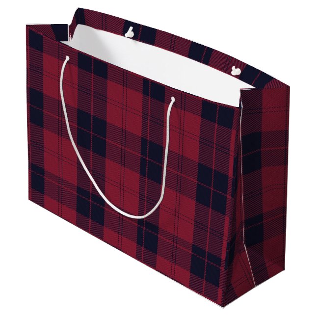 Weihnachts-Schachmuster Red Buffalo Kariert Große Geschenktüte (Rückseite Schrägansicht)