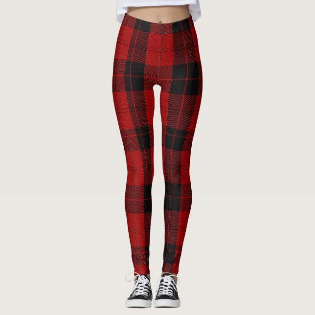 Weihnachts-Schachmuster Red Buffalo Kariert Leggings (Vorderseite)