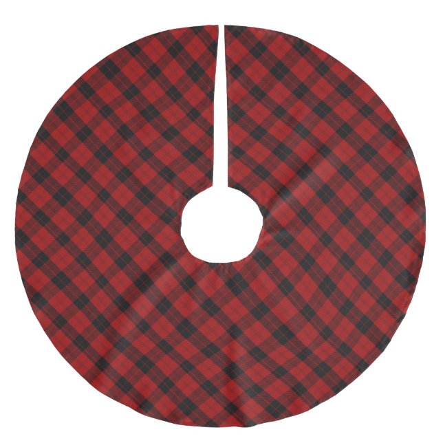 Weihnachts-Schachmuster Red Buffalo Kariert Polyester Weihnachtsbaumdecke (Vorderseite)