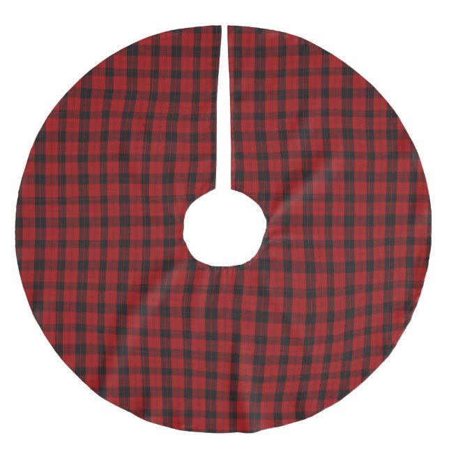 Weihnachts-Schachmuster Red Buffalo Kariert Polyester Weihnachtsbaumdecke (Vorderseite)