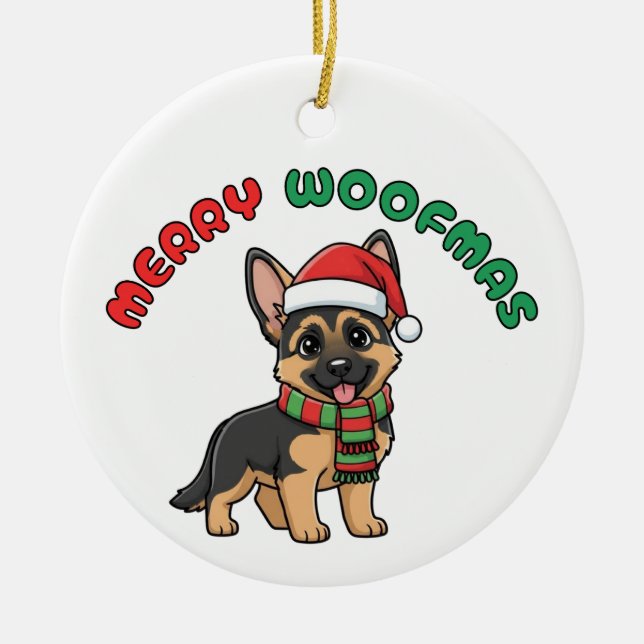 Weihnachts-Schäfer-Ornament: Frohe Weihnachten Keramik Ornament (Vorne)