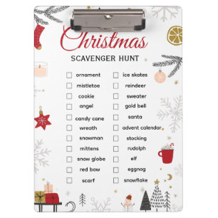 Weihnachts-Schatzsuche-Checkliste-Kunst Klemmbrett