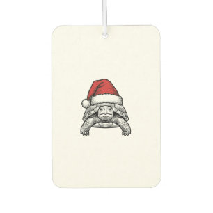 Weihnachts-Schildkröte-Santa-Hut-Vintage-Stich-Des Autolufterfrischer