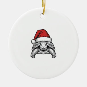 Weihnachts-Schildkröte-Santa-Hut-Vintage-Stich-Des Keramik Ornament